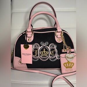 NWT Juicy Couture “Juicy Lovers Club” Bowler Bag | Licorice & Pink Diamond